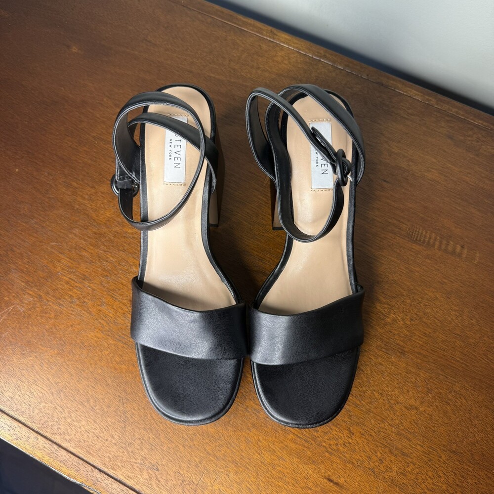 Steven New York Paysin Chunky Platform Black Heels Sandals Sz 10 Prom Formal - Picture 11 of 11